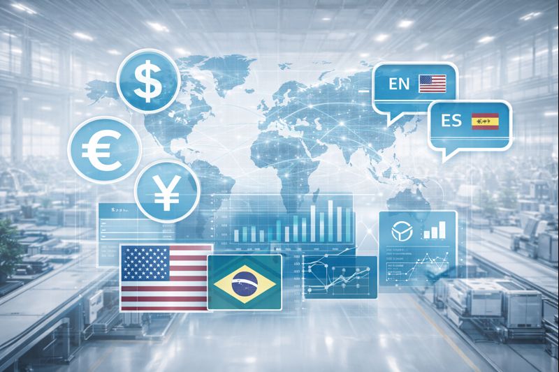 Multi-moeda e multi-idioma
